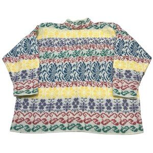 Vintage Maggie Lawrence Sweater Womens 22/24 Rainbow Floral Print Cottagcore
